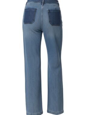 Jessica Simpson High-Rise Wide-Leg Jeans - Blue- 12 Petite-EUC $98 Retail